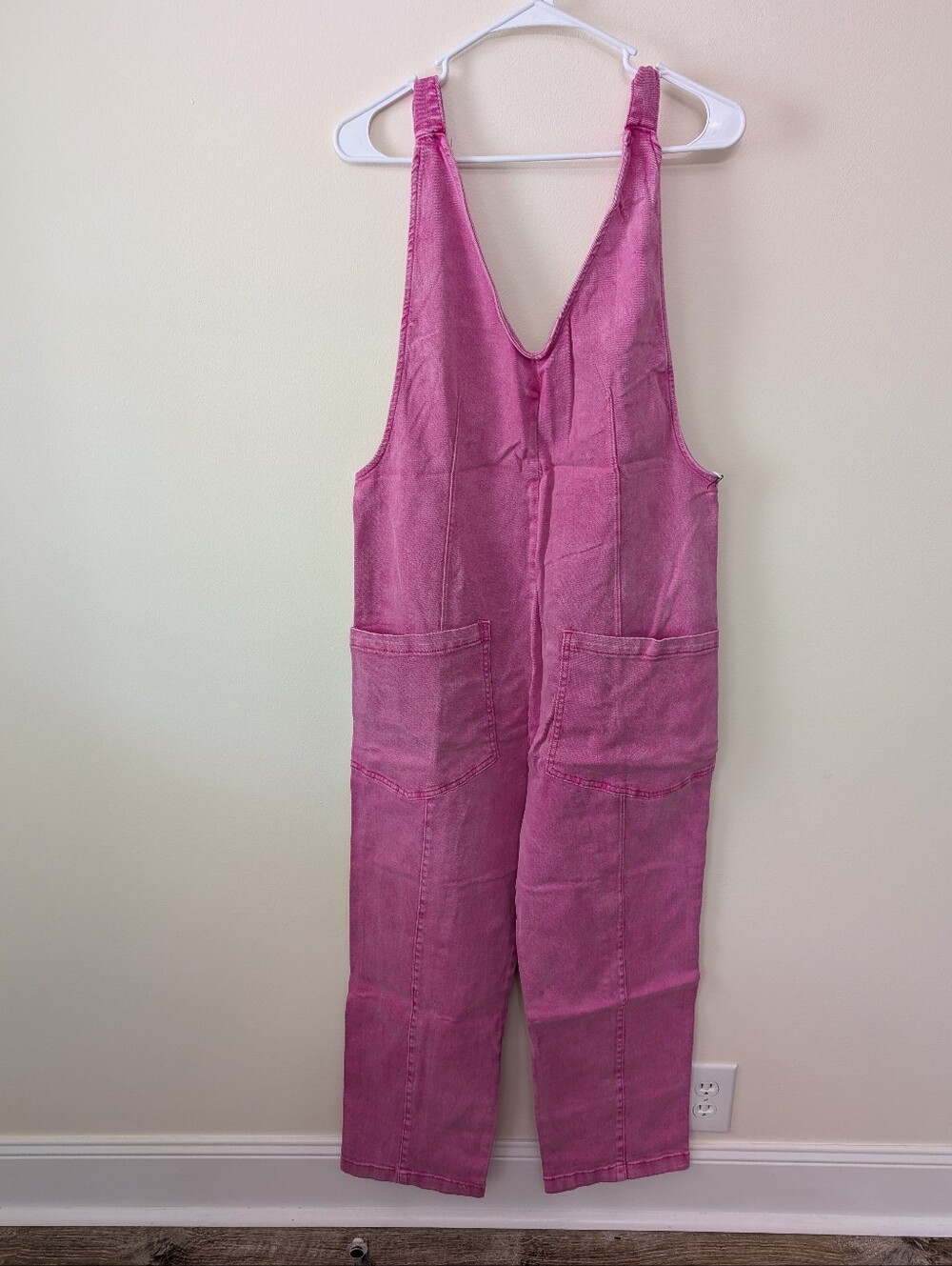 Zenana Women's Pink Casual Adjustable Straps Baggy Jumpsuit W/Pockets Sz Small - Picture 2 of 15